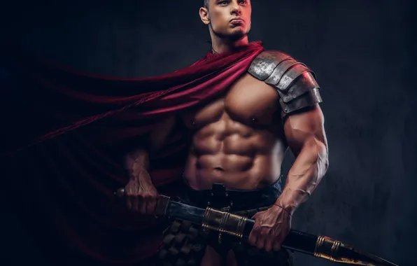 Look, Rome, Sword, Cloak, Male, Gladiator