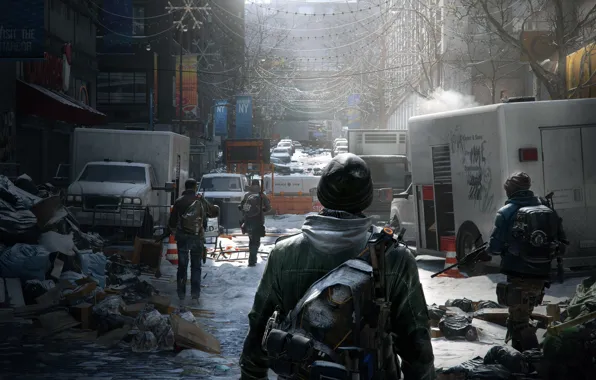 Picture Game, Weapons, Game, Soldiers, Ubisoft, Tom Clancy's The Division, Winter, The building