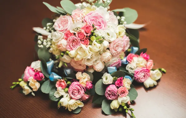 Roses, bouquet, beautiful, Roses, eustoma, chic, Bouquets, Eustoma