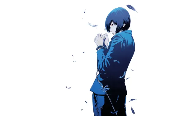 Picture anime, feathers, art, guy, handcuffs, Prison School, School prison