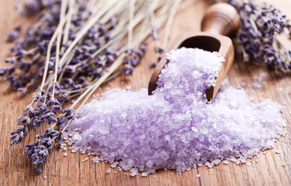 Flowers, relax, wood, lavender, spa, bath salt