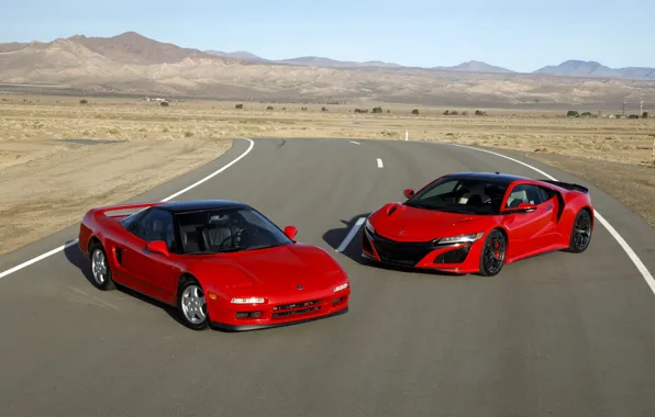 Red, New, Sports car, Old, Acura NSX