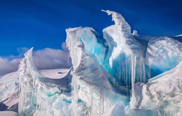 Picture icicles, ice, Antarctica