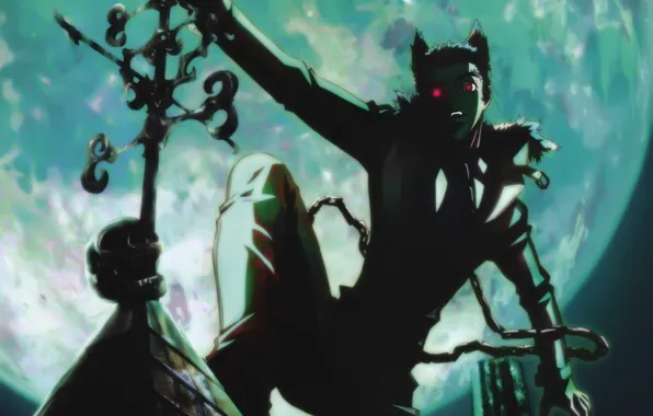 Skull, the demon, the devil, the full moon, red eyes, Shiki, Dead, Tatsumi
