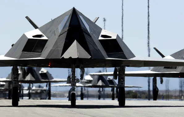Picture the airfield, UNITED STATES AIR FORCE, Holloman Air Force Base, F-117 Nighthawks, fighter invisible