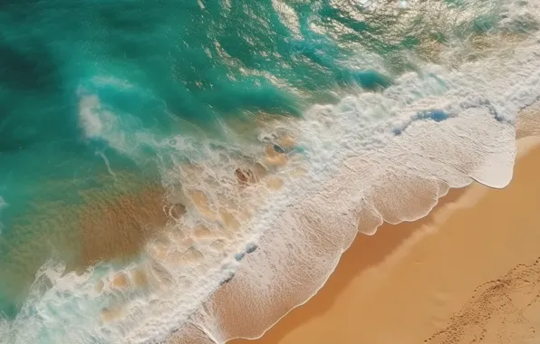 Sea, wave, landscape, nature, shore, surf, digital art, AI art