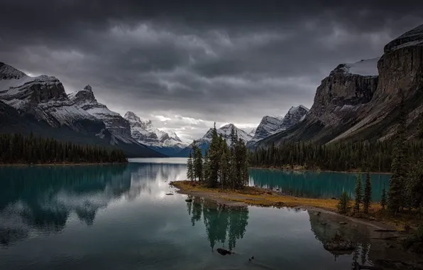 Picture the sky, trees, mountains, clouds, nature, rocks, Canada, Albert