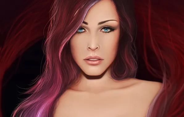 Look, girl, face, hair, art