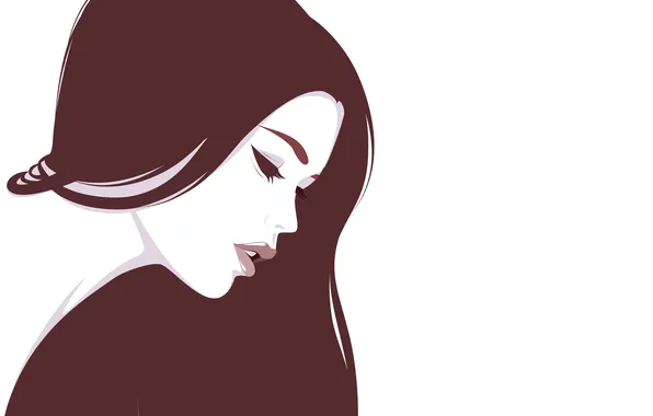 Picture girl, face, eyelashes, background, vector, lips, profile, long hair