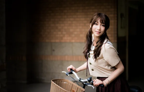 Picture look, girl, bike, hair, Asian, bokeh