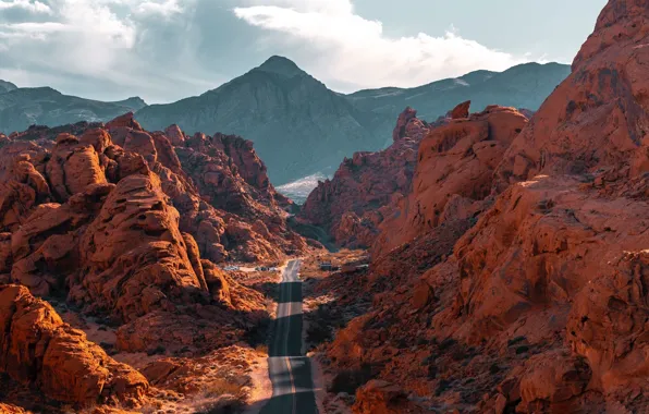 Picture road, mountains, tops