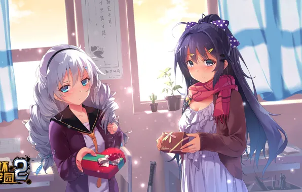 Girls, gifts, class, Valentine's day, Kiana Kaslana, Houkai Gakuen, Mei Raiden