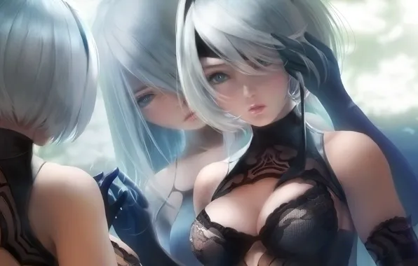 Fantasy, sexy, game, lingerie, bra, cleavage, mecha, girls