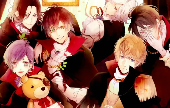 Art, guys, vampires, brothers, smile, Diabolik Lovers