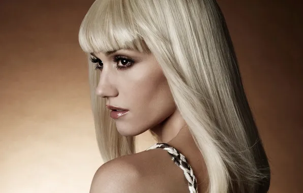 Picture look, face, blonde, profile, singer, shoulder, brown eyes, Gwen Stefani