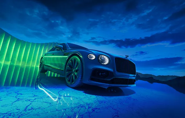 Bentley, wallpaper, Bentley Flying Spur Neon