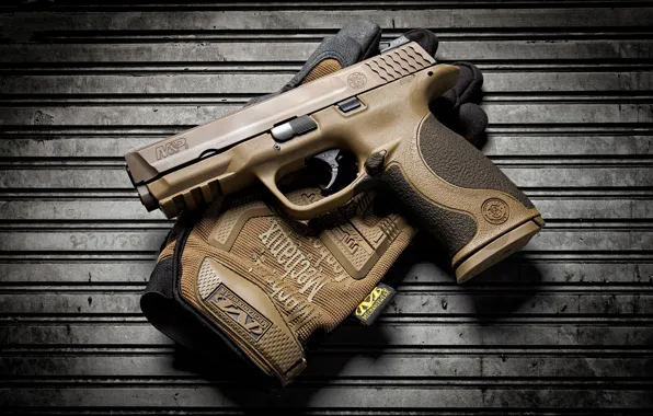 Gun, background, glove