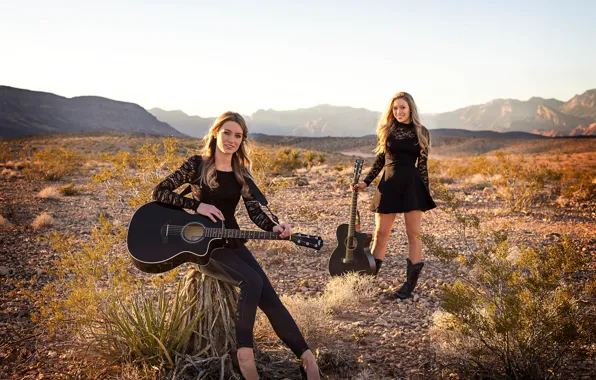 Picture guitar, sisters, musical Duo, Wildfire, Jill и Julia