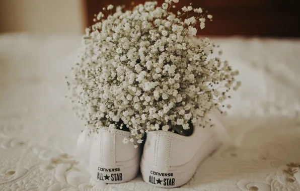 Flowers, shoes, sneakers, converse