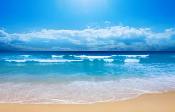 Picture sand, wave, beach, the sky, clouds, the ocean