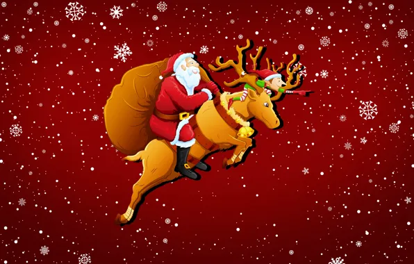 Winter, Minimalism, Snow, New Year, Christmas, Deer, Snowflakes, Background