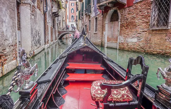 Boat, home, chair, Italy, Venice, channel, gondola