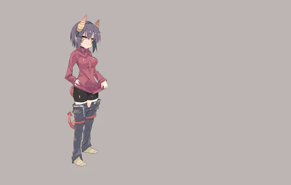 Wet, minimalism, anime, the demon, tail, horns, succubus, girl demon