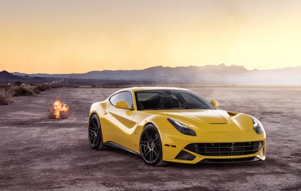 Picture landscape, yellow, desert, the ferrari f12