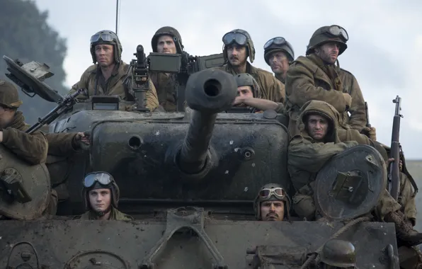 Picture soldiers, tank, Brad Pitt, Brad Pitt, M4 Sherman, Fury, "Fury"