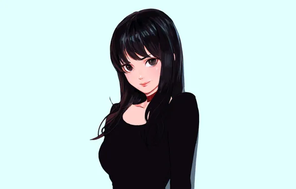 Picture girl, sexy, cleavage, blouse, long hair, anime, beautiful, pretty