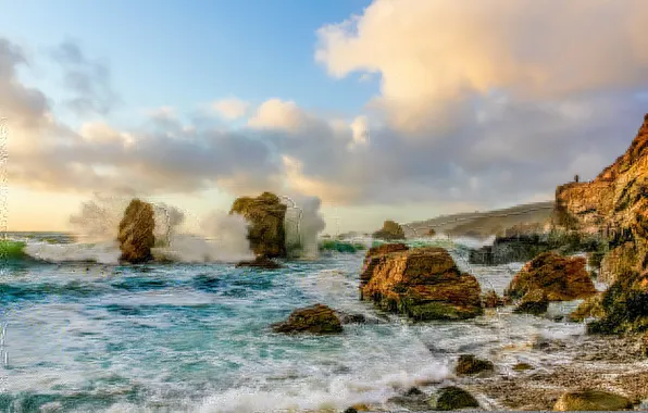 Sea, wave, rocks