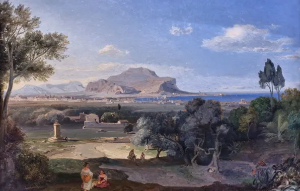 Picture Munich, 1832, Munich Neue Pinakothek, Palermo with Mount Pellegrino, Carl Anton Joseph Rothman, Carl Anton …