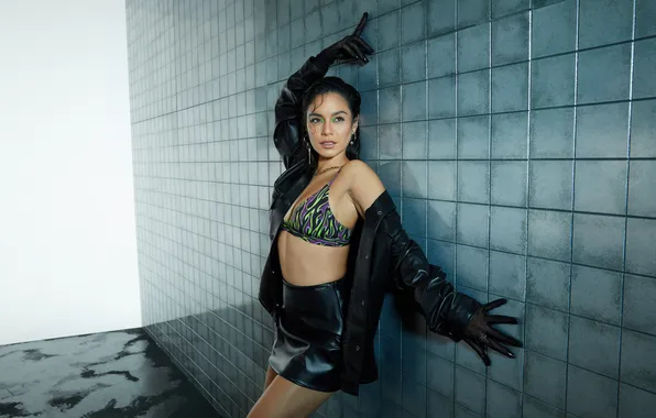 Girl, pose, model, makeup, figure, actress, jacket, gloves