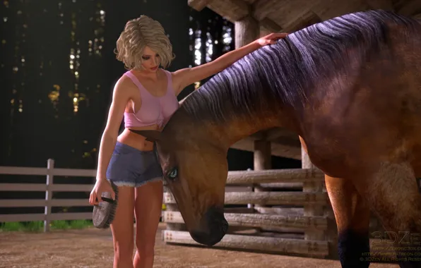 Girl, horse, horse