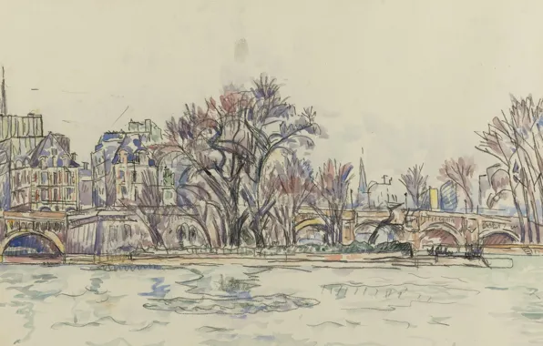 Figure, watercolor, Paul Signac, Paul Signac, Ver-Galan in Paris