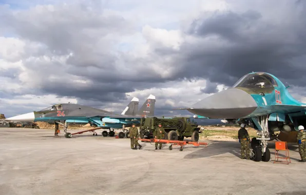 Picture soldiers, Su-34, Syria, Videoconferencing Russia