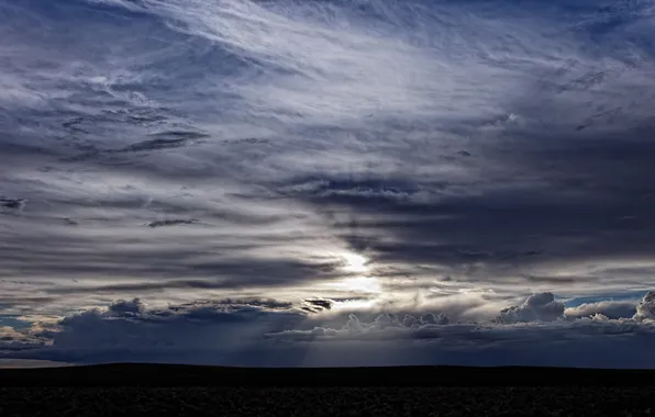 The sky, clouds, rays, Patagonia
