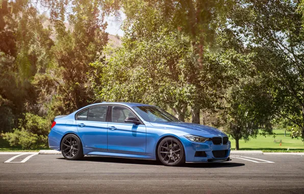 Picture BMW, wheels, Vorsteiner, blue, 328i, f30, frontside