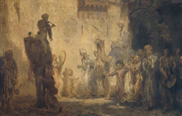 Oil, picture, canvas, 1911, genre, Marius Alexander Jacques Bauer, Marius Bauer, Eastern wedding