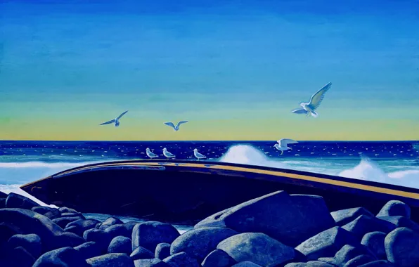 Sea, the wreckage, picture, shipwreck, Rockwell Kent, Rockwell Kent, Wreck of the D.T. Sheridan