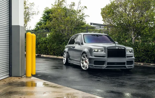 Picture Rolls Royce, Water, Lights, SUV, Reflection, Luxure, Cullinan, Nardo Gray