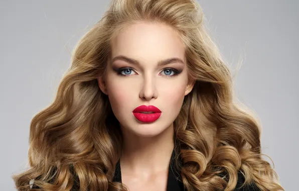 Picture look, portrait, makeup, lipstick, blonde, Valua Vitaly, red