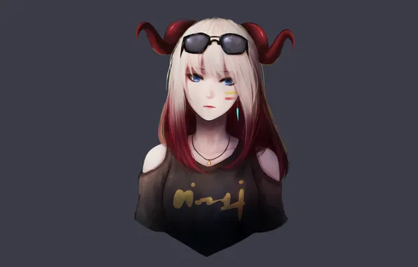 Girl, background, horns