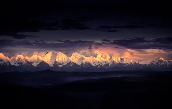 Picture clouds, light, mountains, The Himalayas