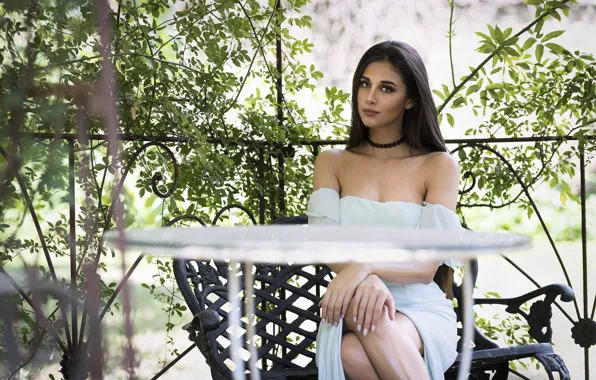 Picture summer, look, face, model, hair, figure, dress, table