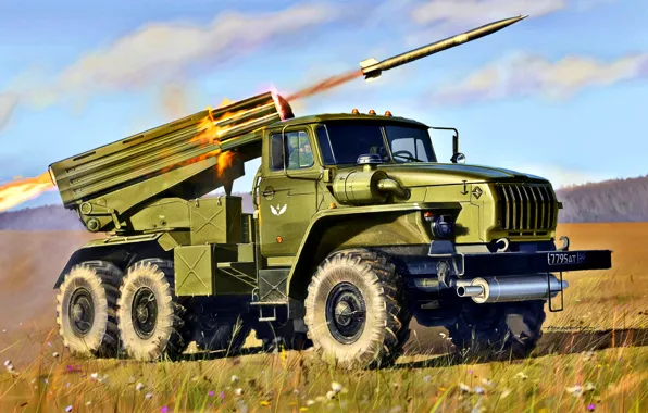 Picture The armed forces of Russia, Soviet, BM-21, The jet system of volley fire, Rocket, The …
