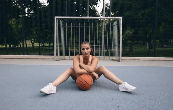 Girl, face, pose, model, legs, the ball