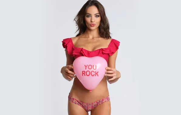 Sexy, model, panties, kiss, top, beautiful girl, a balloon, Nicole Meyer