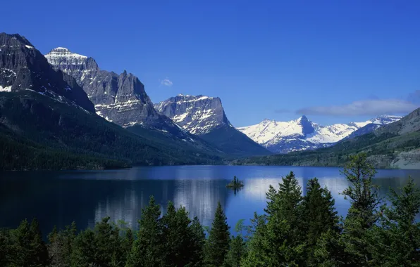 Picture landscape, mountains, lake, water surface