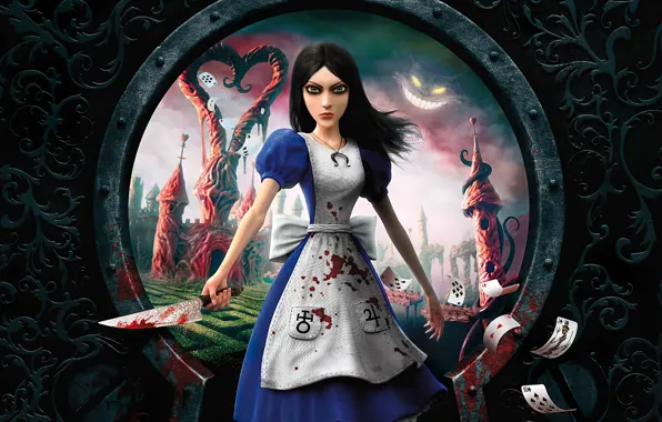 Picture girl, window, knife, Alice: Madness Returns